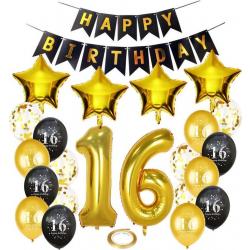 Joya Beauty® 16 jaar verjaardag feest pakket | Versiering Ballonnen voor feest 16 jaar | Sweet Sixteen Versiering | Ballonnen slingers opblaasbare cijfers 16
